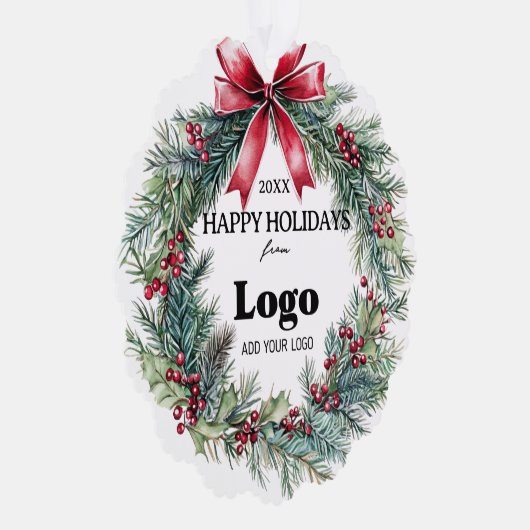 Bulk Budget Happy Holidays Business Logo Employee Ornament Kaart (Rechts)