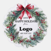 Bulk Budget Happy Holidays Business Logo Employee Ornament Kaart (Achterkant)