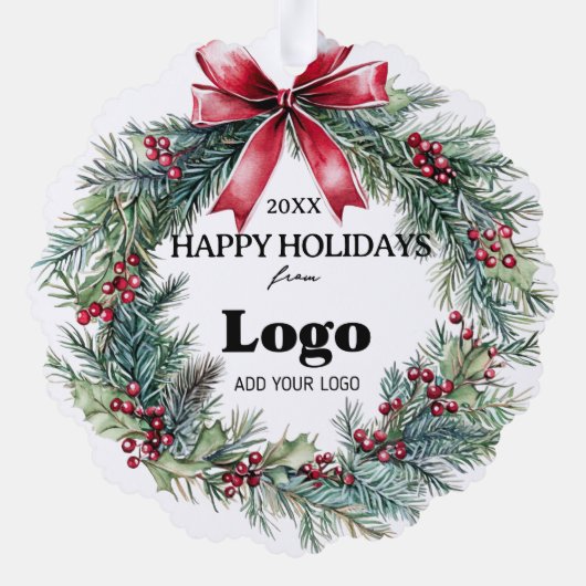 Bulk Budget Happy Holidays Business Logo Employee Ornament Kaart (Achterkant)