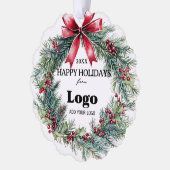 Bulk Budget Happy Holidays Business Logo Employee Ornament Kaart (Links)