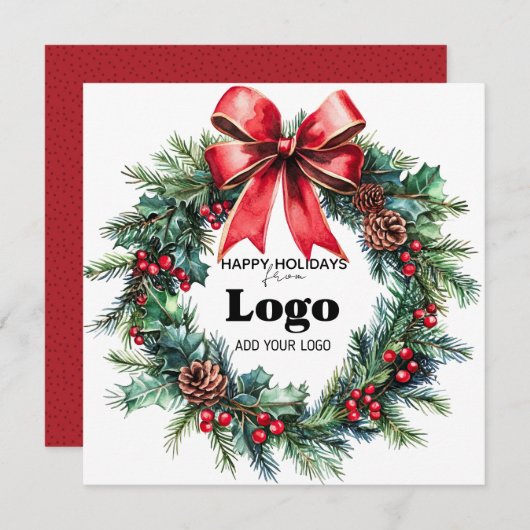 Bulk Custom Logo Happy Holidays Cards for Clients Feestdagenkaart (Voorkant / Achterkant)