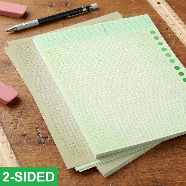 Bulk groene blanco rasterpapier (geruit met inch-v briefhoofd (green engineering graph paper, bulk letter size grid paper, ruled paper for technical drawings)