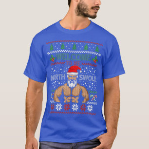 Bulk santa Bodybuilder Powerlifter Lifting Gym in T-shirt