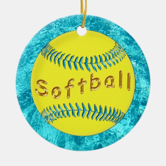Bulk Softball Ornaments Cute faux Turquoise Glass Keramisch Ornament (Voorkant)