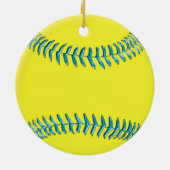 Bulk Softball Ornaments Cute faux Turquoise Glass Keramisch Ornament (Achterkant)