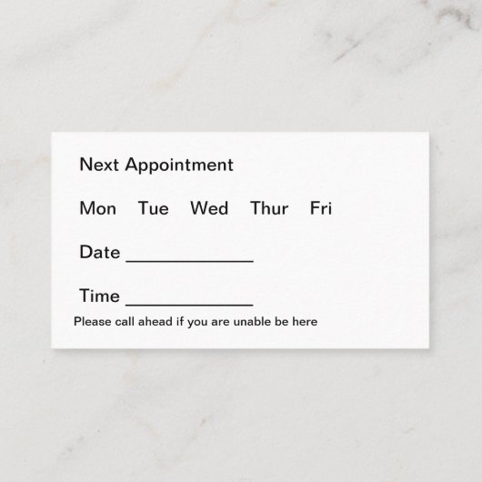 Bulk tandarts Afspraak Eenvoudige Visitekaartjes (Achterkant)