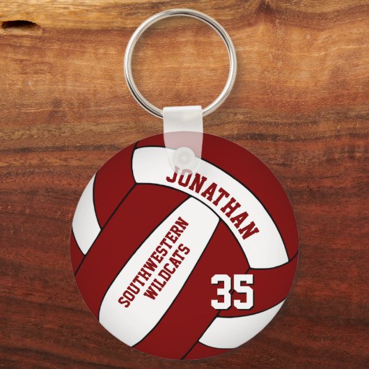 Bulkbestellingen of koop slechts 1 maroon wit voll sleutelhanger (Achterkant)