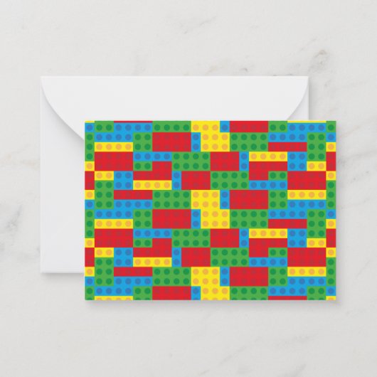 Bulkblok bouwt en speelt kleurrijke verjaardag notitiekaartje (Achterkant)