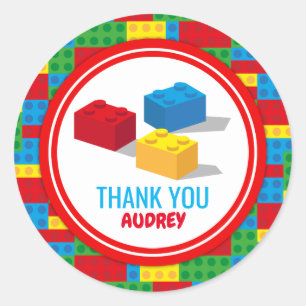 Bulkblok bouwt en speelt kleurrijke verjaardag ronde sticker