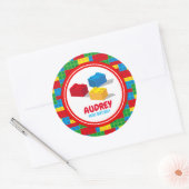 Bulkblok bouwt en speelt kleurrijke verjaardag ronde sticker (Envelop)