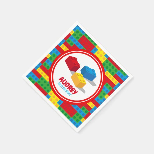 Bulkblok bouwt en speelt kleurrijke verjaardag servet (Hoek)