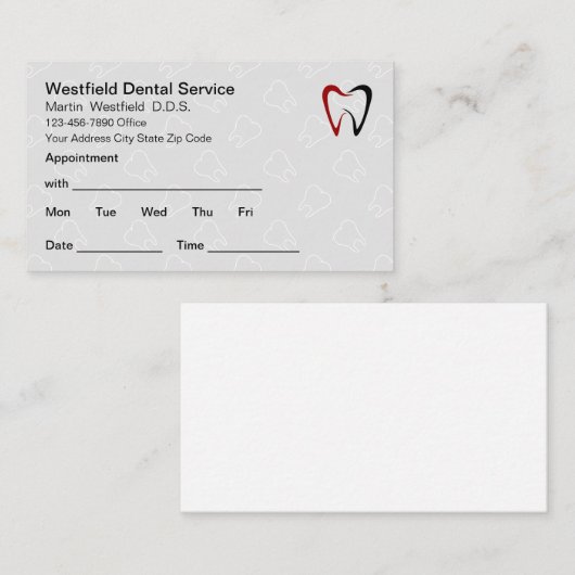 Bulkherinnering voor afspraak van tandarts visitekaartje (Voorkant / Achterkant)