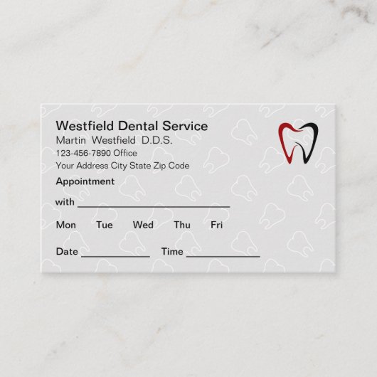 Bulkherinnering voor afspraak van tandarts visitekaartje (Voorkant)