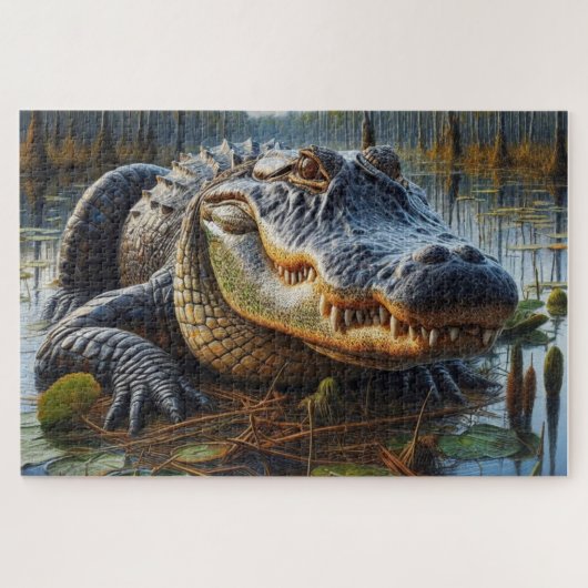 Bull Alligator in het moeras Legpuzzel (Horizontaal)