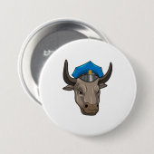 Bull als politieagent ronde button 7,6 cm (Voorkant /achterkant)