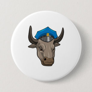 Bull als politieagent ronde button 7,6 cm