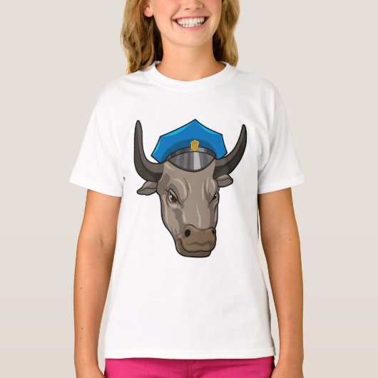 Bull als politieagent t-shirt (Voorkant)