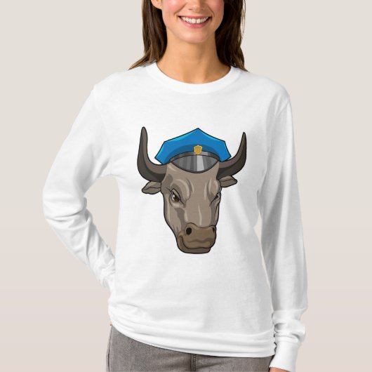 Bull als politieagent t-shirt (Voorkant)