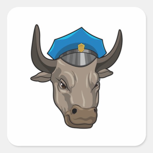 Bull als politieagent vierkante sticker (Voorkant)