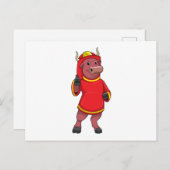 Bull as Firefighter with Helmet Briefkaart (Voorkant / Achterkant)