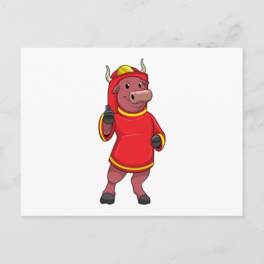 Bull as Firefighter with Helmet Briefkaart (Voorkant)