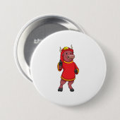 Bull as Firefighter with Helmet Ronde Button 7,6 Cm (Voorkant /achterkant)