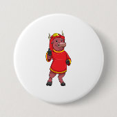 Bull as Firefighter with Helmet Ronde Button 7,6 Cm (Voorkant)