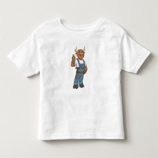 Bull as Handyman with Hammer Kinder Shirts (Voorkant)
