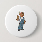 Bull as Handyman with Hammer Ronde Button 7,6 Cm (Voorkant)
