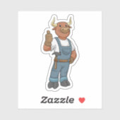 Bull as Handyman with Hammer Sticker (Vel)