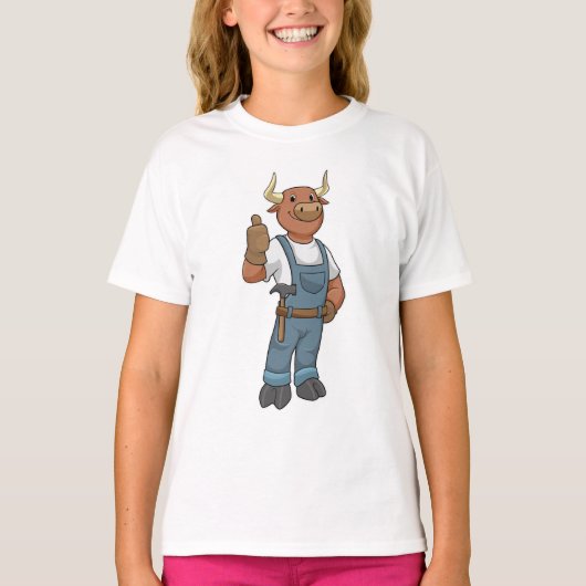 Bull as Handyman with Hammer T-shirt (Voorkant)