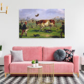 Bull Baiting (olie op papier op het paneel) Canvas Afdruk (Insitu (Woonkamer))