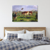 Bull Baiting (olie op papier op het paneel) Canvas Afdruk (Insitu (Slaapkamer))
