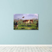 Bull Baiting (olie op papier op het paneel) Canvas Afdruk (Insitu (Houten vloer))
