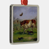 Bull Baiting (olie op papier op het paneel) Metalen Ornament (Rechts)
