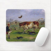 Bull Baiting (olie op papier op het paneel) Muismat (Met muis)