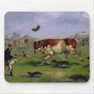 Bull Baiting (olie op papier op het paneel) Muismat