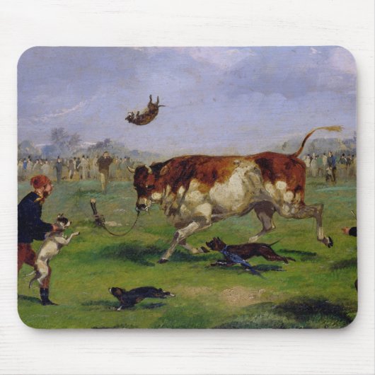 Bull Baiting (olie op papier op het paneel) Muismat (Voorkant)