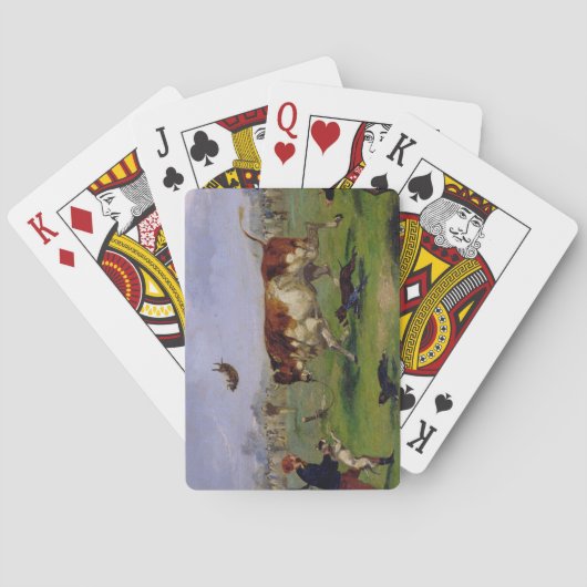 Bull Baiting (olie op papier op het paneel) Speelkaarten (Achterkant)