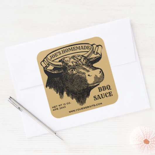  Bull Barbecue Sauce Label Sjabloon (Envelop)