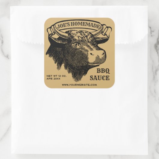 Bull Barbecue Sauce Label Sjabloon (Tas)