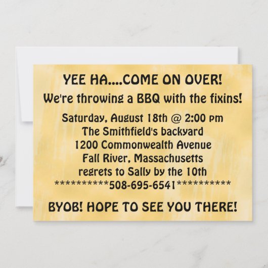 BULL BBQ partijuitnodiging Kaart (Achterkant)