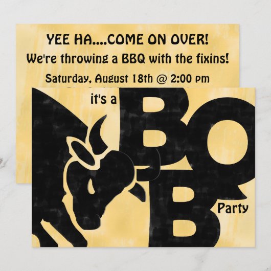 BULL BBQ partijuitnodiging Kaart (Voorkant / Achterkant)