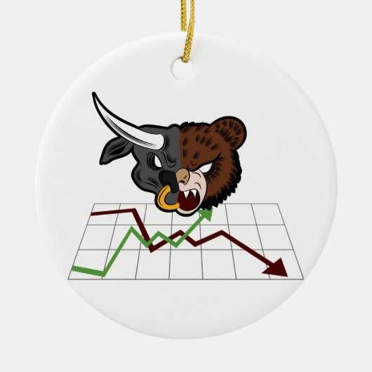 Bull Bear Battle Stock Market Keramisch Ornament (Voorkant)