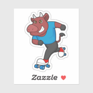 Bull bij gealigneerde schaatsen met schaatsen van sticker