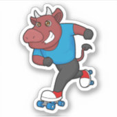 Bull bij gealigneerde schaatsen met schaatsen van  sticker (Voorkant)
