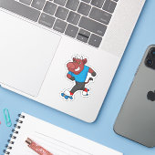 Bull bij gealigneerde schaatsen met schaatsen van  sticker (Laptop met iPhone)