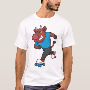 Bull bij gealigneerde schaatsen met schaatsen van  t-shirt