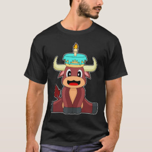 Bull Birthday Candle Cake T-shirt