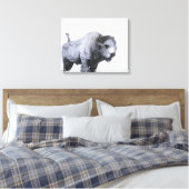 Bull Bison (Bison bison) gebakken met sneeuw in ee Canvas Afdruk (Insitu (Slaapkamer))